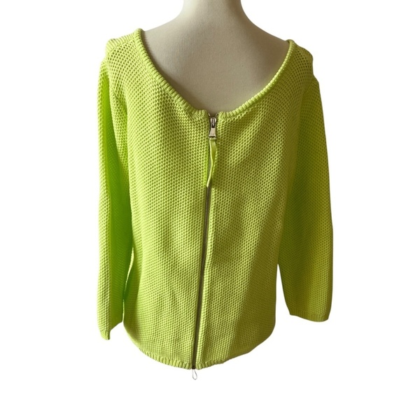 PER SE SWEATER L OPEN KNIT BACK ZIP CASUAL CHIC SUMMERY BEACHY COASTAL GRANDMA - Picture 5 of 13